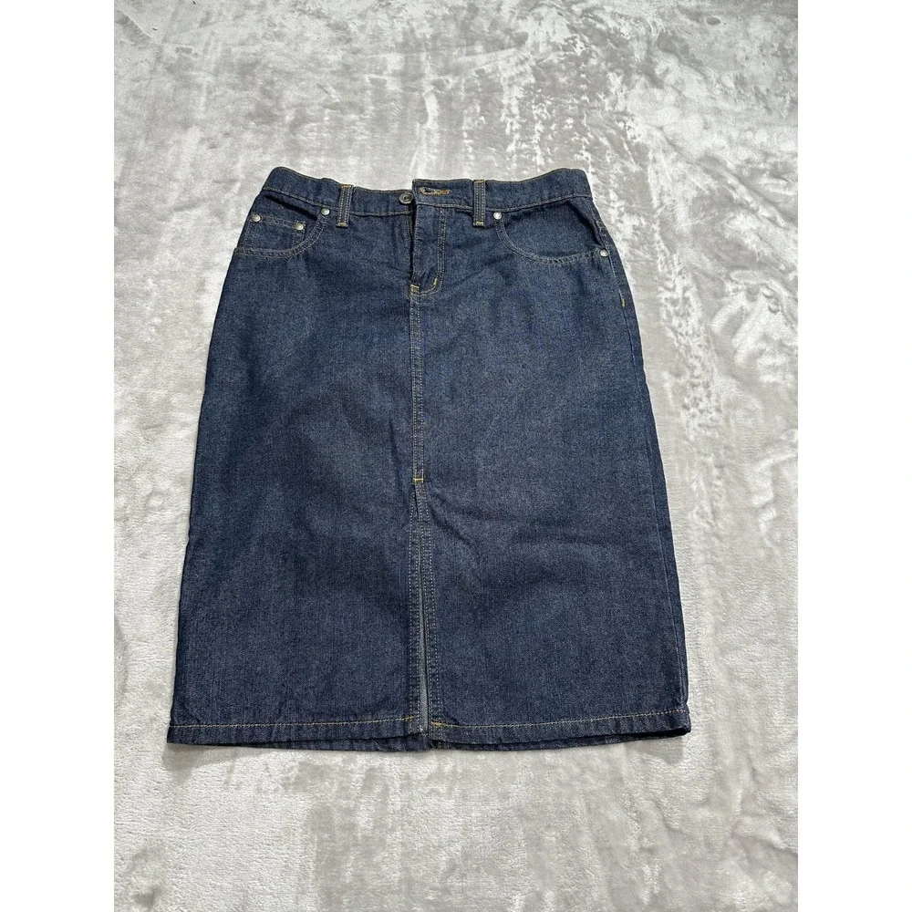 Hydraulic Denim Skirt Women's Size 7/8 Blue Vintage Zip Up Front 5 Pocket EUC